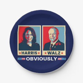 Prato De Papel Harris Walz 2024 Obviamente