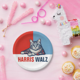 Prato De Papel Harris Walz 2024 Obviamente Blue Cat