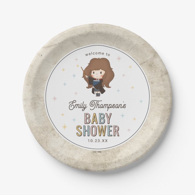 Prato De Papel Harry Potter Chibi Hermione Wizard Baby Shower (Frente)