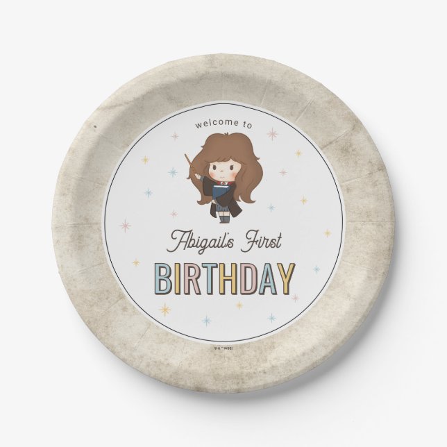 Prato De Papel Harry Potter Chibi Hermione Wizard Birthday (Frente)