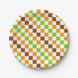 Prato De Papel Harvest diagonal checkerboard pattern