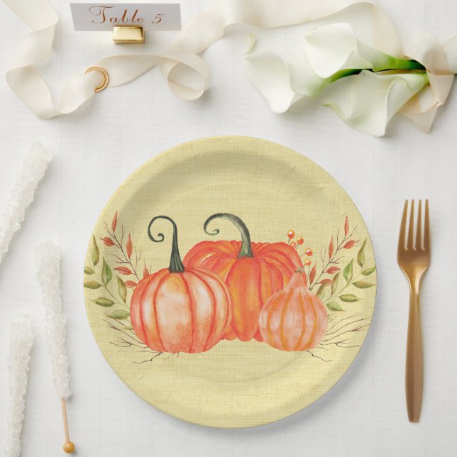 Prato De Papel Harvest Pumpkin Trio (Casamento)
