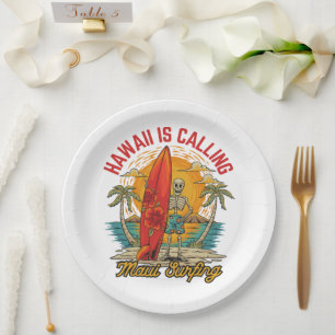 Prato De Papel Havaí Está Chamando Vibes de Surf da Ilha Maui