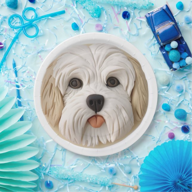 Prato De Papel Havanese Dog 3D Inspirado (Festa)