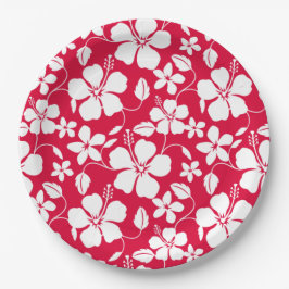 PRATO DE PAPEL HAWAIIAN HULA (HIBISCUS) RED