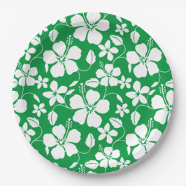 PRATO DE PAPEL HAWAIIAN HULA (HIBISCUS) VERDE