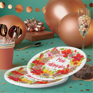 Prato De Papel Hawaiian Mele Kalikimaka Wreath Paper Plate
