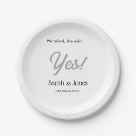 Prato De Papel He asked she said yes engagement simple silver dat