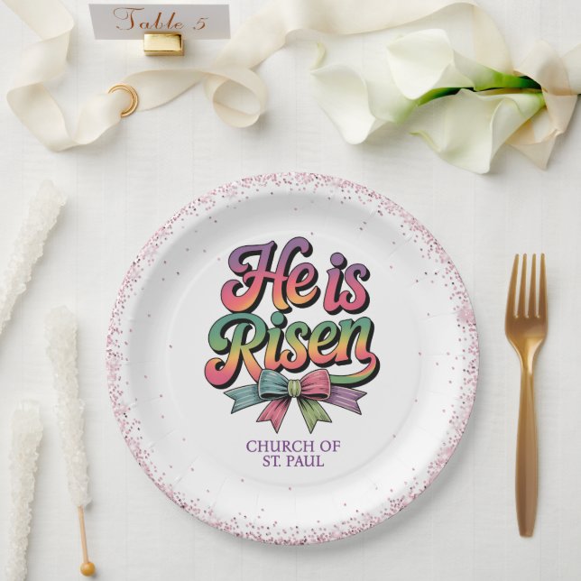 Prato De Papel He Is Risen! Easter Sunday (Casamento)