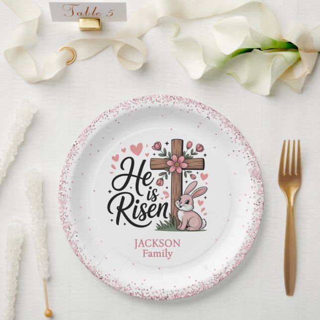 Prato De Papel He is Risen! Easter Sunday Paper Plate (Casamento)