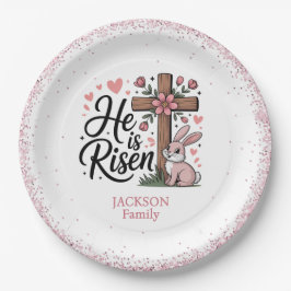 Prato De Papel He is Risen! Easter Sunday Paper Plate