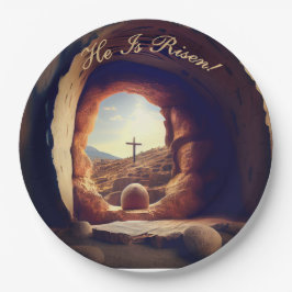 Prato De Papel He is Risen! Easter Sunday Paper Plate