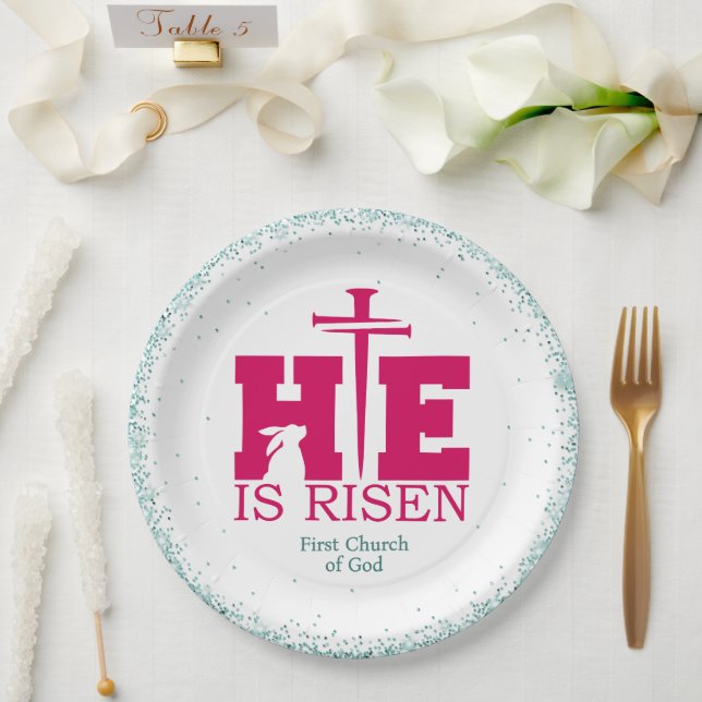 Prato De Papel He is Risen! Easter Sunday Paper Plate (Casamento)