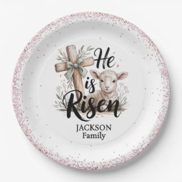 Prato De Papel He is Risen! Easter Sunday Paper Plate