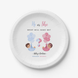 Prato De Papel He or She Twins Balloon Gender Reveal 