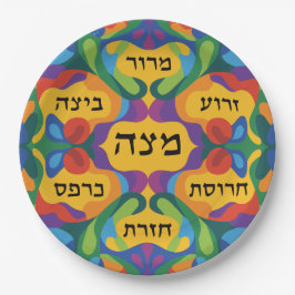 Prato De Papel Hebrew Pesach Seder Plate for Passover Dinner 