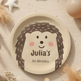 Prato De Papel Hedgehog, de cor aquosa simples, Aniversário