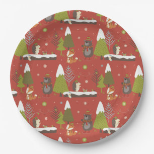 Prato De Papel Hedgehog e Winter Bear Christmas