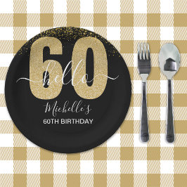 Prato De Papel Hello 60! - Elegant 60th Birthday Woman Gold