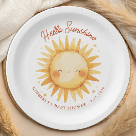 Prato De Papel Hello Sunshine Boho Gender Neutral Sun Baby Shower