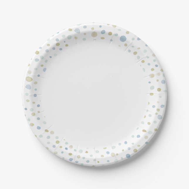 Prato De Papel Henry Confetti Watercolor Dots Paper Plate (Frente)