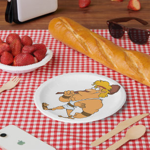 Prato De Papel Hércules Cartoon Herói da Mitologia Grega com Clav