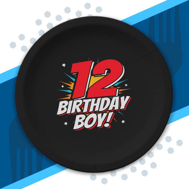 Prato De Papel Herói Aniversário - 12 Anos - Aniversário 12 (Criador carregado)