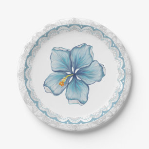 Prato De Papel Hibiscus & lace TURQUOISE