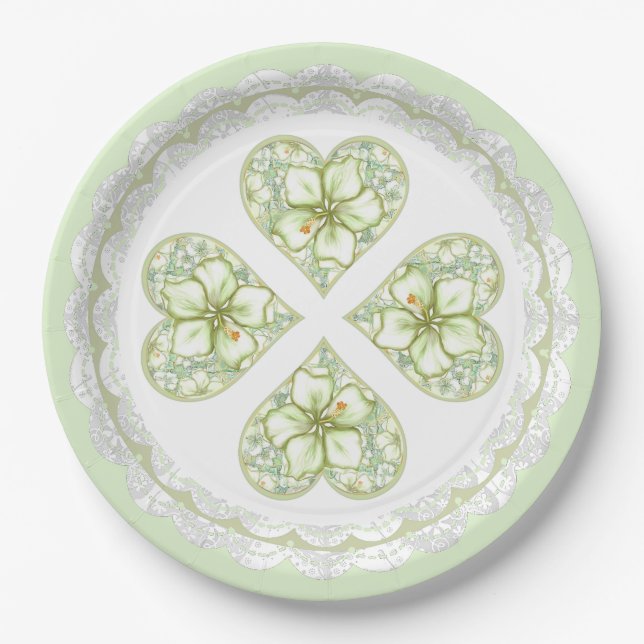 Prato De Papel Hibiscus & lace WHITE (Frente)
