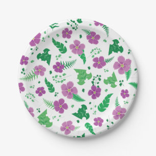 Prato De Papel Hibiscus roxo