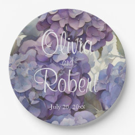 Prato De Papel Hídrangas de cor azul púrpura empoeiradas Elegante