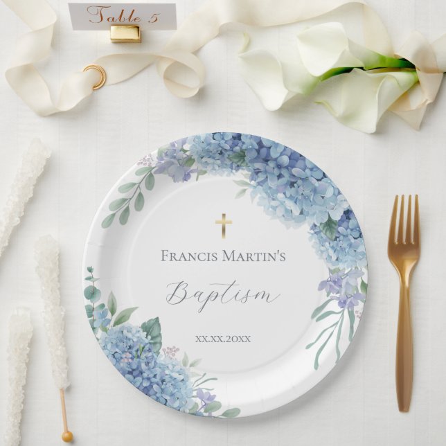 Prato De Papel Hidrângea floral Batismo (Casamento)