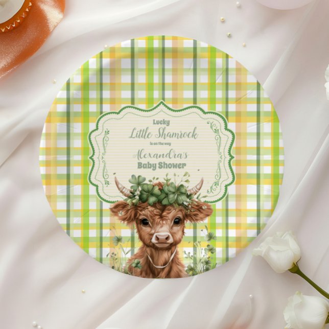 Prato De Papel Highland Cow Lucky Little Shamrock (Criador carregado)