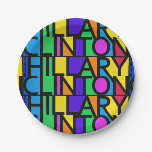 Prato De Papel Hillary Clinton colorida 2016 placas de papel