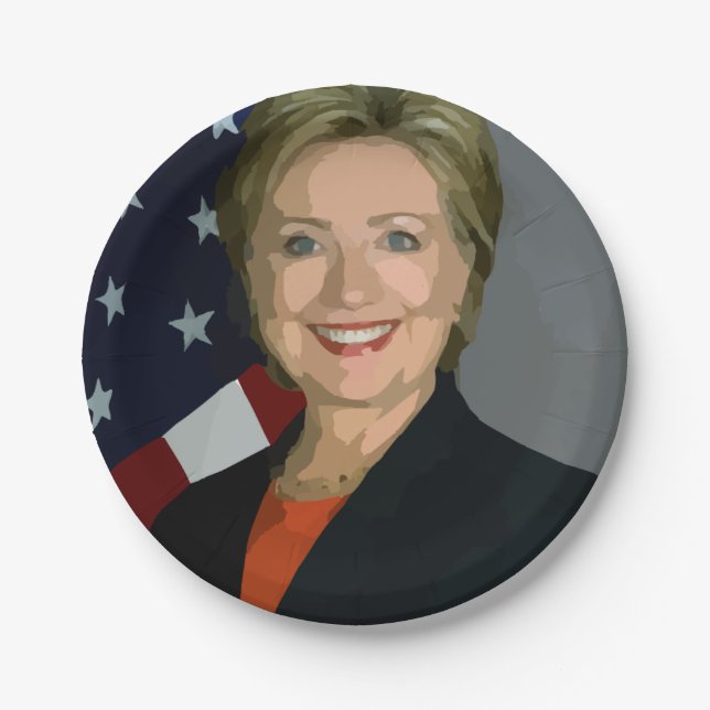 Prato De Papel Hillary Clinton eleição 2016 Plates 7" (Frente)