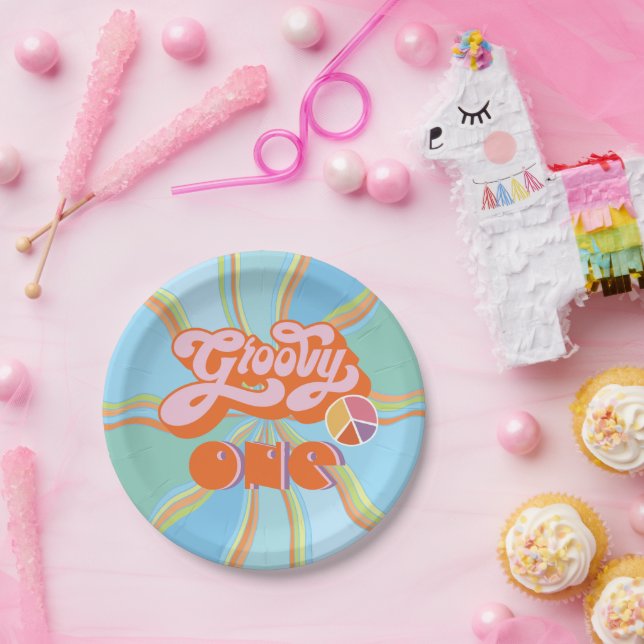 Prato De Papel Hippie Groovy One Paper Plates (Festa)