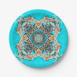 Prato De Papel Hippie Gypsy Turquesa-étnica aqua azul-boêmia