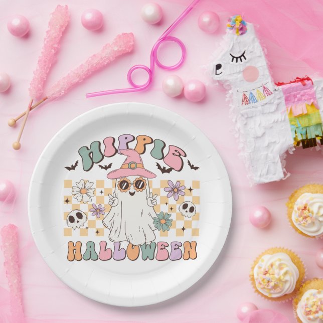 Prato De Papel Hippie Halloween (Festa)
