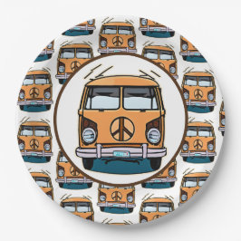 Prato De Papel Hippie Van Retro Estilo Vintage da década de 1970