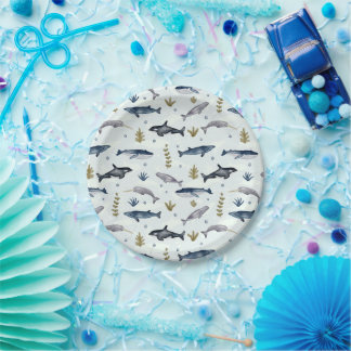Prato De Papel História de Baleia de Aquarela
