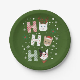 Prato De Papel Ho Ho Cats Feliz Natal