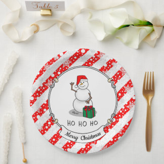 Prato De Papel Ho Ho Feliz Papais noeis de Natal Bonito Snowman