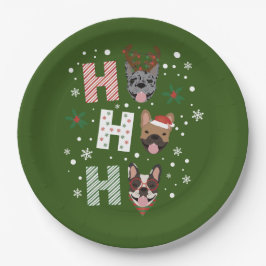Prato De Papel Ho Ho Ho Buldogue Francês Feliz Natal