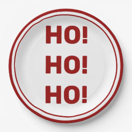 Prato De Papel Ho HO! Natal de Natal Vermelho Branco