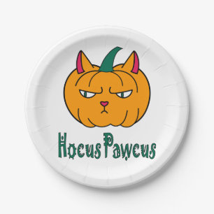 Prato De Papel Hocus pawcus Halloween abóbora gengibre magia