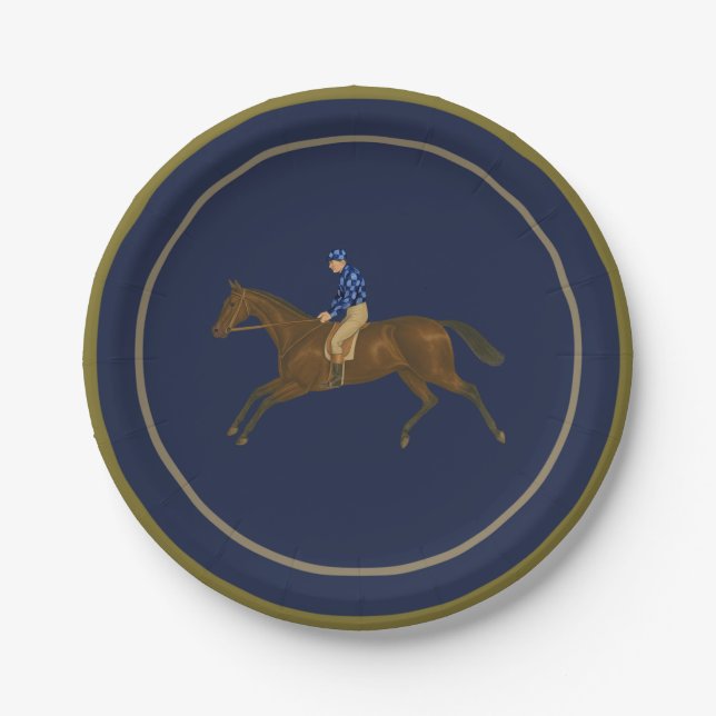 Prato De Papel Hoity Toity Derby Party Plates, Navy (Frente)