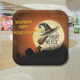 Prato De Papel Hoje à noite nós voamos no Halloween