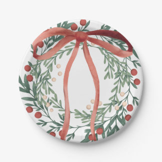 Prato De Papel Holiday Wreath Dessert Plate