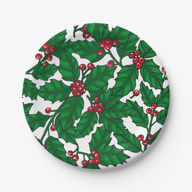 Prato De Papel Holly berry em branco (Frente)