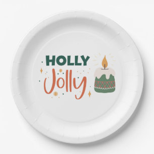 Prato De Papel Holly Jolly Candle